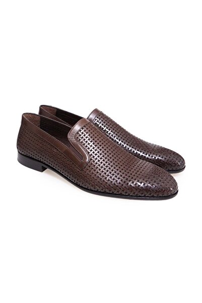 FRANCO CALVANI Brown Laceless Genuine Leather Leather Sole Men's Shoes