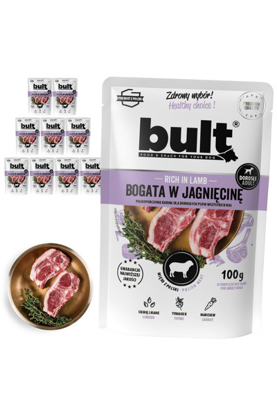 Bult Hrană umedă completă pentru câini, bogată în miel, pliculețe 10x100g