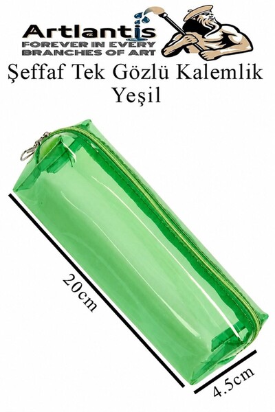 Artlantis Şeffaf Kalemlik 1 Adet Tek Gözlü Transparan Kalem Kutusu Fosforlu R...