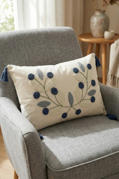 St Shopyteks Papatya Bohemian Punch Embroidered Rectangular Throw Pillow Cove...