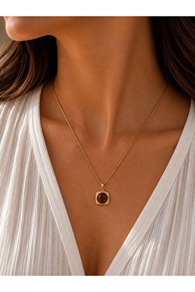 stainless steell Vintage Framed Steel Necklace