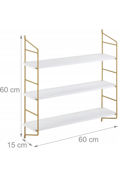 NO BRAND Raft de perete alb-auriu, 60 cm, raft suspendat în stil loft