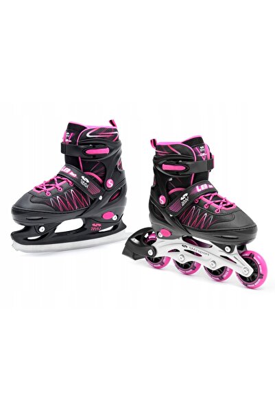 NO BRAND SMJ SPORT LEA – role pentru copii 2 în 1: role și patine, negru/roz