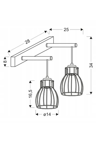 NO BRAND BERNITA LAMPA KINKIET 2X60W E27 NEGRU