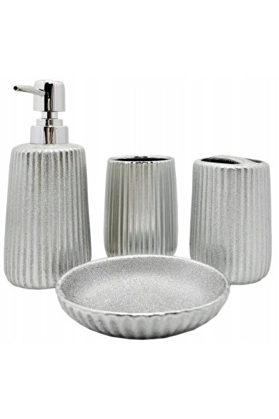 NO BRAND SET DE BAIE x5 ARGINTIU DOZATOR CUPĂ SĂPUNIERĂ PERIE 6365 6357