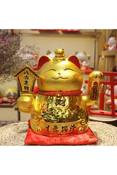 NO BRAND Pisica Maneki-Neko, statuetă chineză a norocului, 26 cm, din ceramică