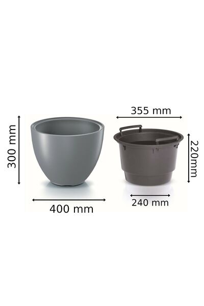 Prosperplast Ghiveci gri deschis 39,5 cm cu inserție mată heos dbhem