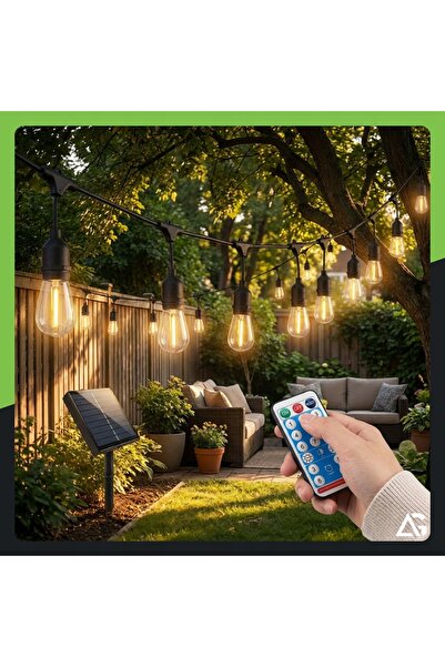 NO BRAND Ghirlandă Luminoasă Solară de Grădină 20M 20x Becuri LED E27 + Cablu...