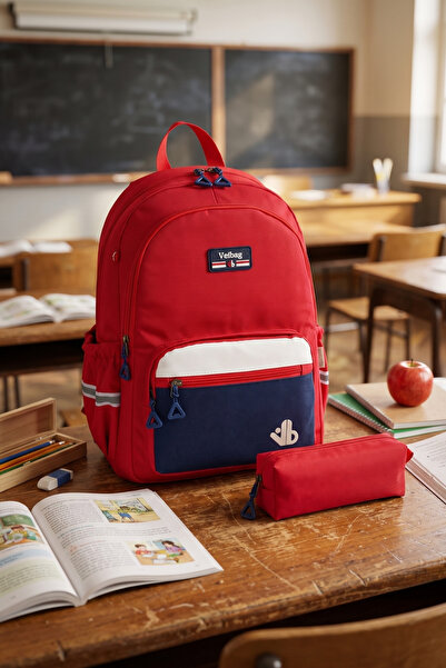 byhakan Vb Metro School Bag with Pen Holder Backpack Red