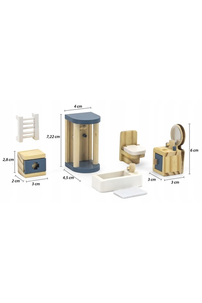 NO BRAND Set de mobilier pentru casă de păpuși: Duș, Toaletă, Cadă VIGA PolarB