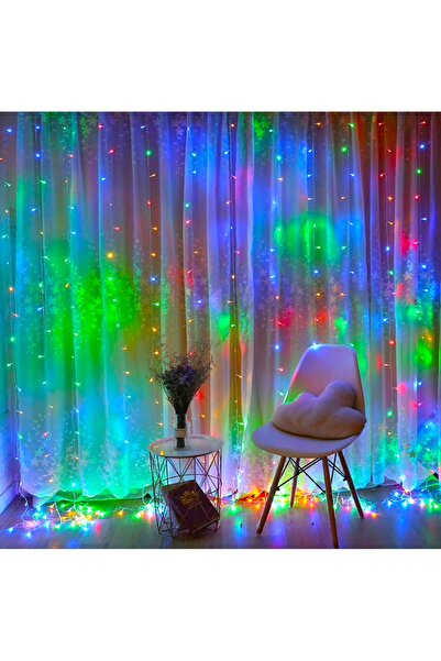 NO BRAND Perdea luminoasă LED 3x3 432 lămpi de Crăciun Sople Multi