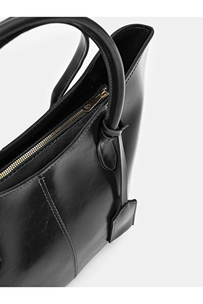 Dilvin Faux Leather Shoulder Bag-Black