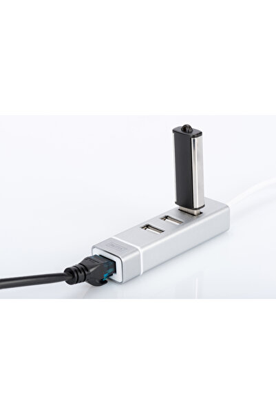 Digitus Hub USB 2.0 cu 3 porturi, de mare viteză, tip C, cu Fast Ethernet