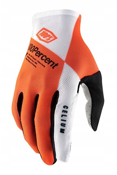 NO BRAND Mănuși MTB 100% Celium - portocaliu fluorescent/alb M