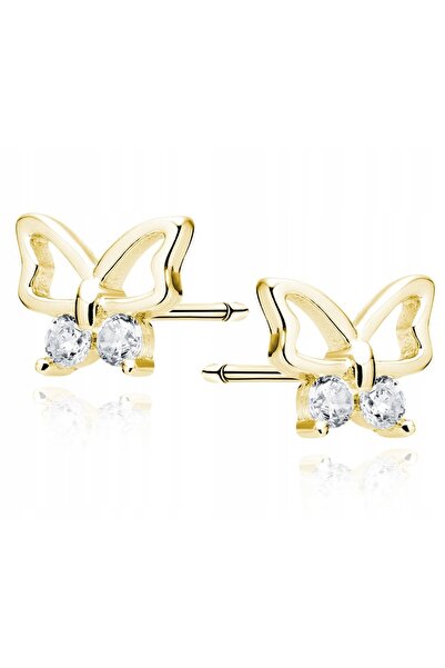 NO BRAND Cercei fluture din argint 925 placat cu aur