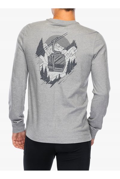 NO BRAND Tricou grafic Smartwool Gondola View LS - gri deschis melanj M
