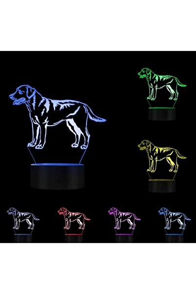 NO BRAND Lampă de veghe LED 3D Câine Labrador  "Pies " 16 Culori + Telecomandă