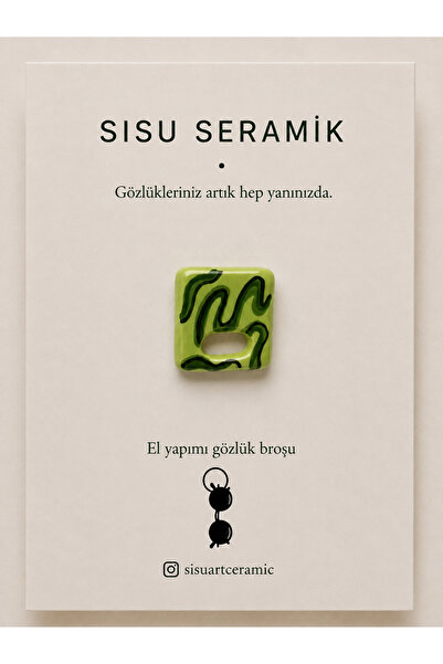 Sisu ceramic Kare el yapımı gözlük broşu