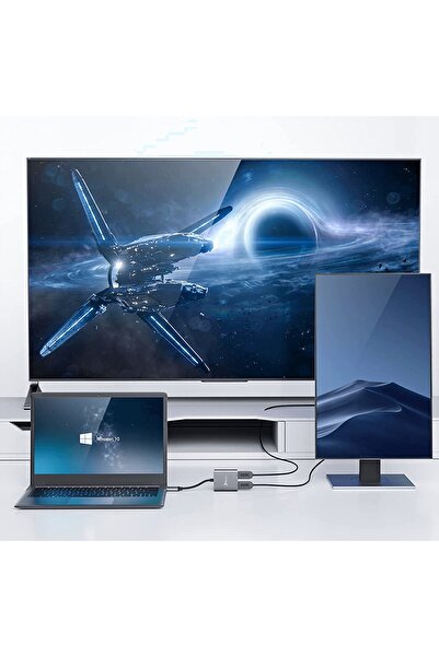 NO BRAND HUB ADAPTOR USB C 4 ÎN 1 HDMI 4K VGA PD 100W PENTRU Macbook CONVERTO...
