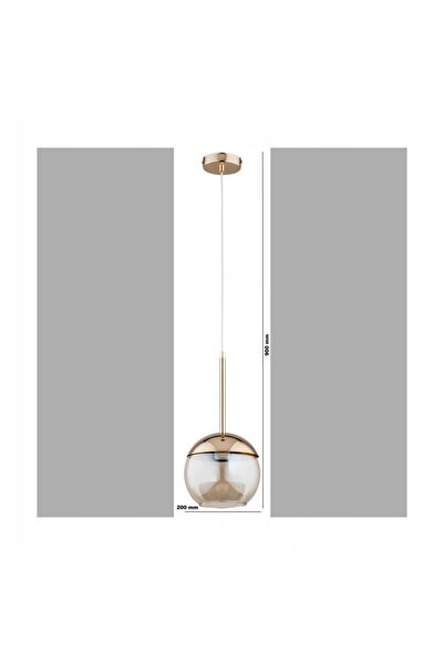 NO BRAND Lampă suspendată modernă, aurie, cu glob de sticlă chihlimbar, 15cm,...