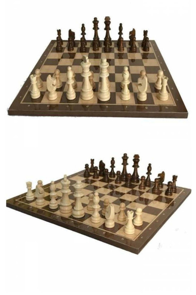 Genel Markalar Büyük boy ceviz ahşap satranç takımı ve dama seti ahşap figürl...