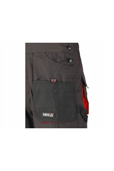 yato Pantaloni de grădinărit BASALT L/XL 11 buzunare negru/roșu