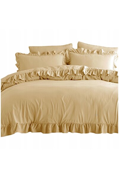 NO BRAND Lenjerie de pat 220x200 100% bumbac croșetat cu volan - ALEGE CULOAREA