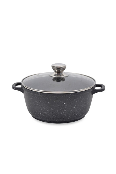 Maestro Oală cu capac, pentru inducție și gaz, 28cm, 6.0L, marmură neagră, MR...