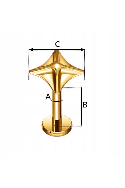 NO BRAND PIERCING GOLDEN Labret cu element decorativ HELIX CONCH TYTAN 1.2/6