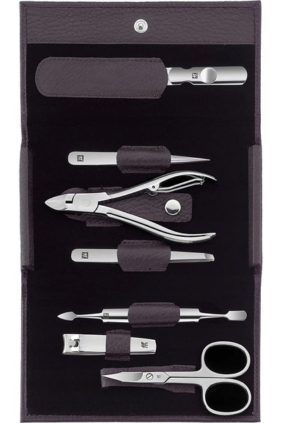 ZWILLING CLASSIC INOX Set de manichiură de călătorie, husă din piele mov, 7 p...