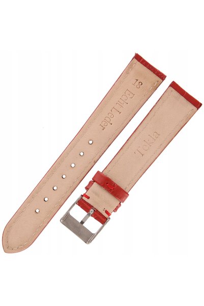 NO BRAND TEKLA K30 - 18mm - Crocodil - ROȘU - Curea de ceas din piele
