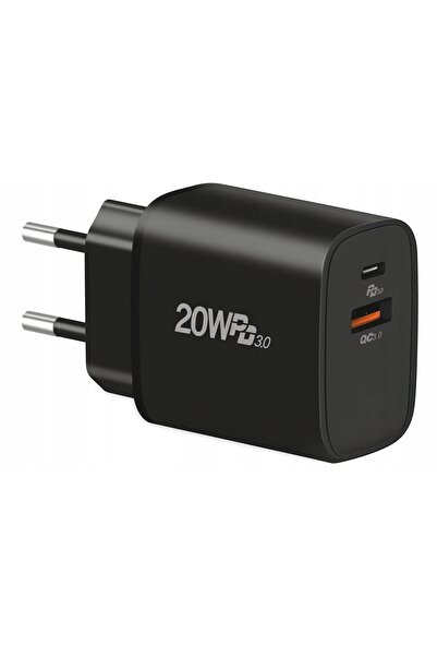 NO BRAND Încărcător de perete 20W USB USB-C QC PD 3.0 cu încărcare rapidă, negru