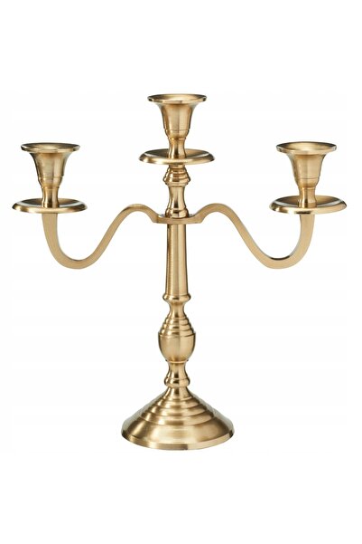 Home Styling Collection Sfeșnic KANDELABR GOLD, suport metalic cu 3 brațe pen...