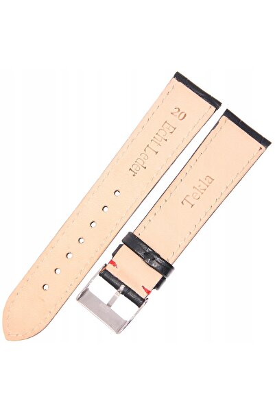 NO BRAND TEKLA K12 - 20mm - NEGRU - Crocodil - Curea de ceas din piele