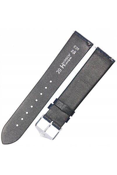 NO BRAND HIRSCH Camelgrain L - ALBASTRU MARIN - 20mm - Curea de ceas din piele