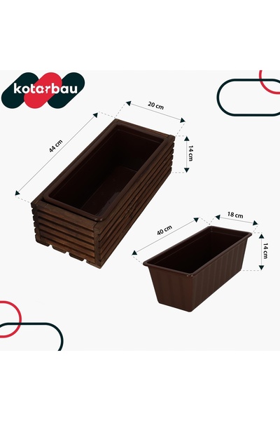 NO BRAND Jardinieră/Cutie din lemn pentru terase, flori, bronz, 44x20cm