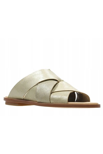 CLARKS Papuci de damă din piele - Willow Art - mărimea 36 - Argintiu metalic