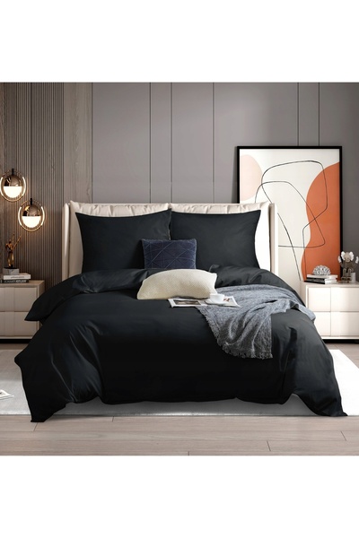 Spod Igły i Nitki Lenjerie de pat din satin 140x200 negru uni I24