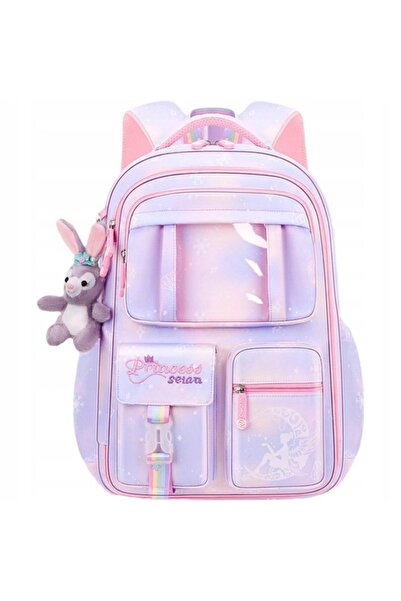 NO BRAND Rucsac școlar dulce Curcubeu cu buzunare universale și mascotă PL159FIO