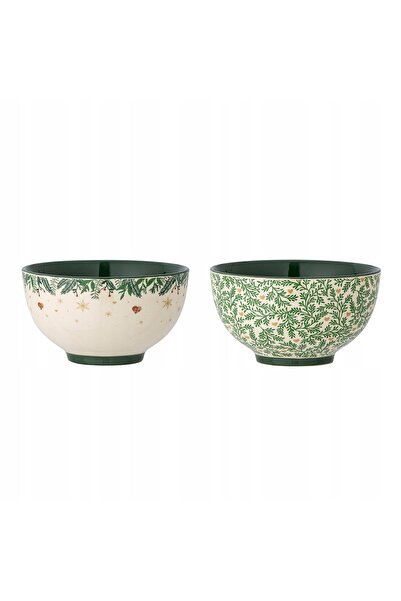 NO BRAND Set de 2 bucăți Bol/farfurie Verde Grazia Crăciun Bloomingville