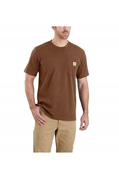 Carhartt Tricou bărbătesc Heavyweight cu buzunar K87 B00, culoare Nucă Uleiat...