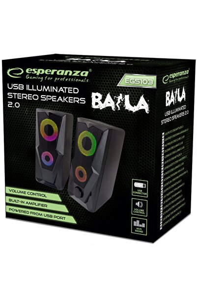 ESPERANZA Boxe PC 2.0 cu iluminare LED multicoloră curcubeu USB/Jack