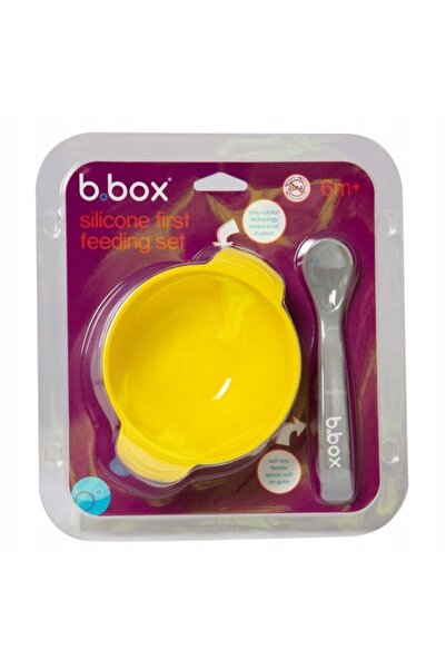 b.box Bol de silicon cu ventuză și lingură, șerbet de lămâie
