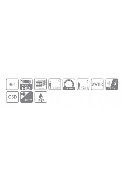 DAHUA Cameră tubulară 2 Mpx AHD CVBS HD-CVI HD-TVI IP67