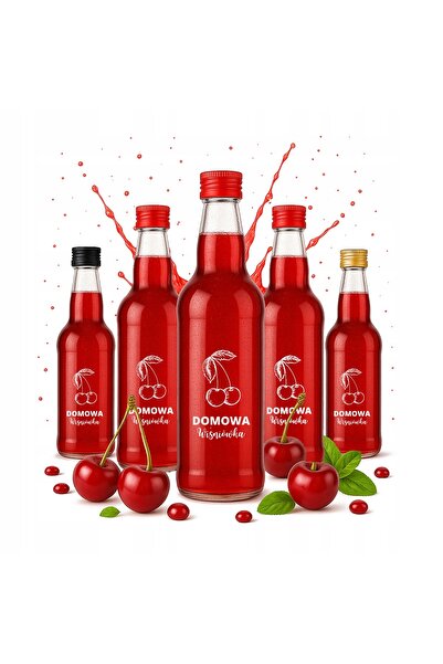 NO BRAND 10x Sticle de sticlă de 500ml MONOPOL pentru Vodka, cu imprimeu Cireșe