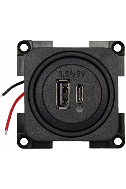 NO BRAND Priză internă dublă USB C/A 5V/3,6A, sistem 12/24V, 10000 negru