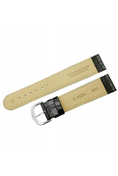 NO BRAND Curea REDA 22mm XL KROKODYL neagră, cusături negre, lucioasă
