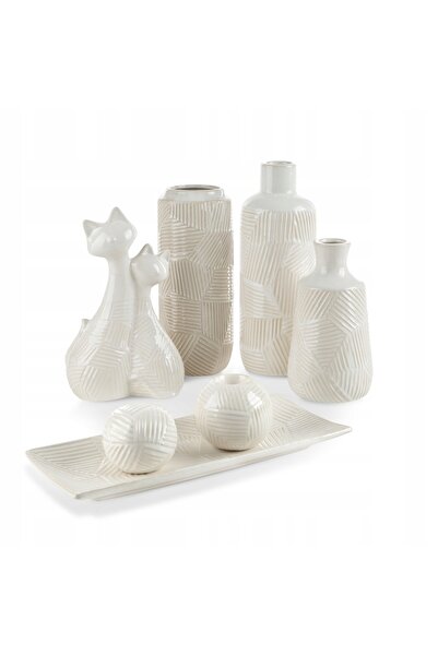 NO BRAND ROMINA Vază Decorativă (02) Ø 12 X 33 CM Crem