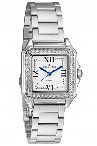 JORDAN KERR Ceas elegant de damă argintiu P9009 IPS 27 mm Zirconiu Brățară ti...