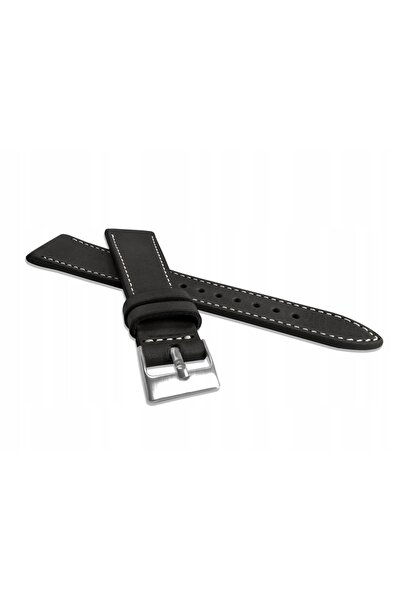 NO BRAND Curea de ceas inteligent din piele netedă neagră 18 mm LAVVU LSSUB18